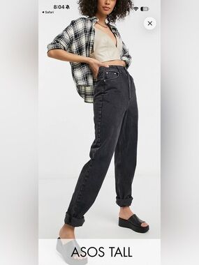 ASOS DESIGN Tall high waist slouchy mom jeans in washed black